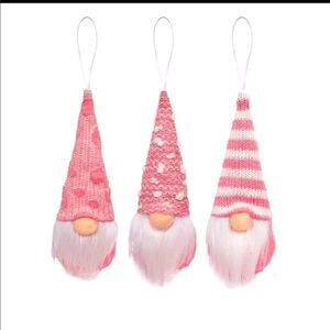PINK GNOME ORNAMENTS SET of 3 NWT‎